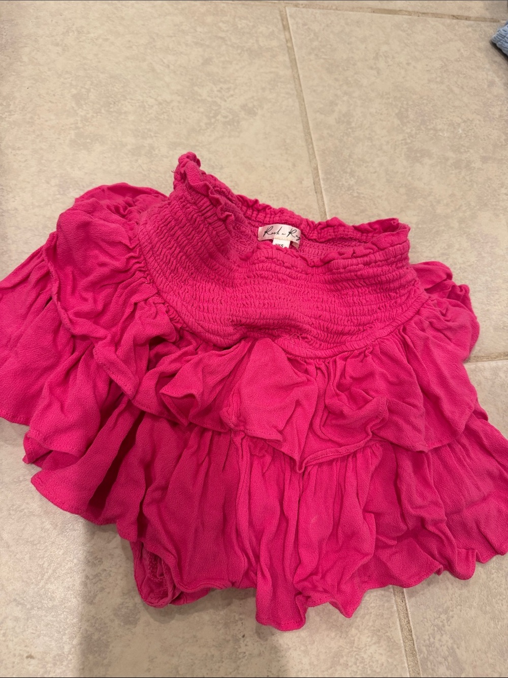 Ruffled Pink Girls Skort with Smocked Waist